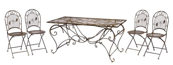 XXL Gartentisch + 4 Stühle Eisen Tisch Gartenmöbel antik Stil garden furniture