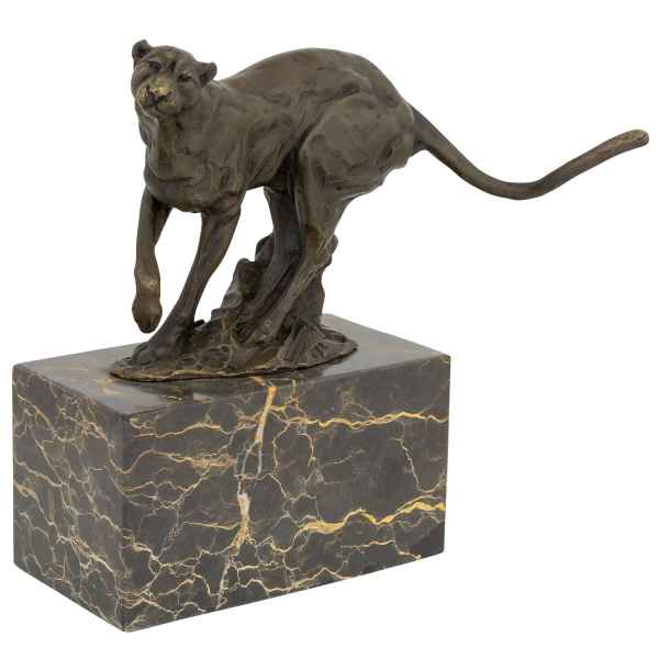 Bronzeskulptur Puma Raubkatze im Antik-Stil Bronze Figur 20cm
