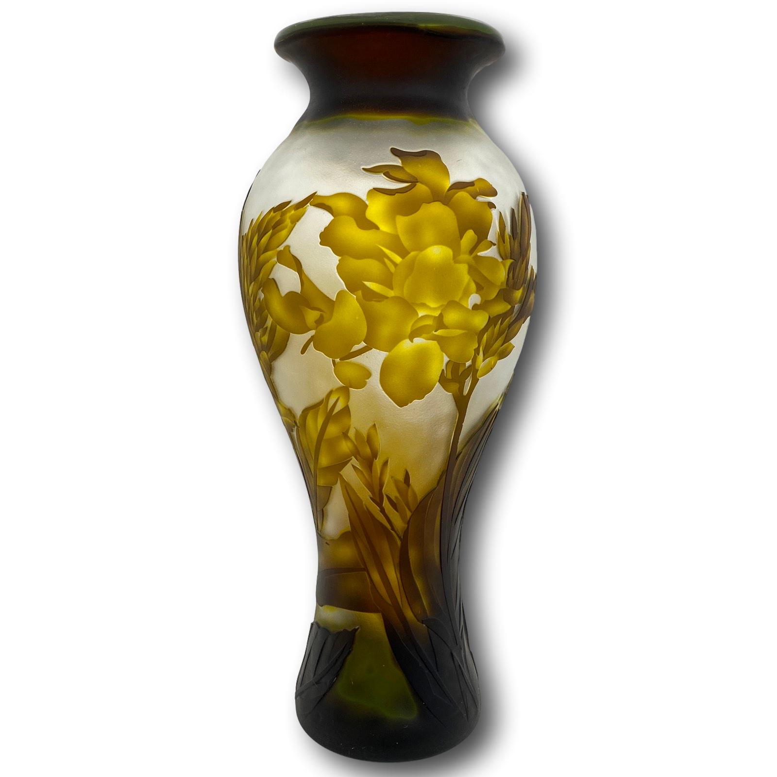 Vaasreplica naar Galle Gallé glazen vaas glas antieke art nouveau-stijl kopie c8
