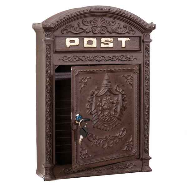Briefkasten Wandbriefkasten Alu Nostalgie Postkasten braun antik Stil letterbox