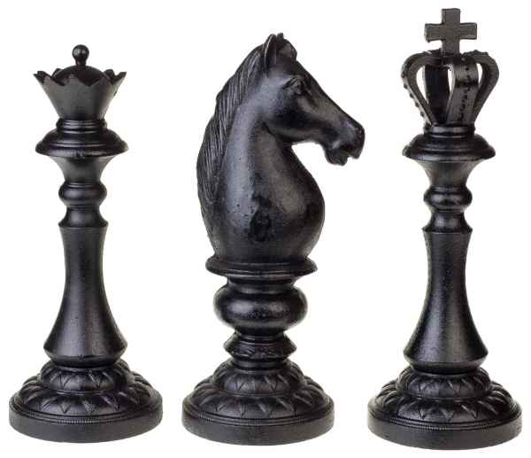 Schachfiguren 34cm Figur Pferd König Dame Schach Gusseisen Eisen im Antik-Stil