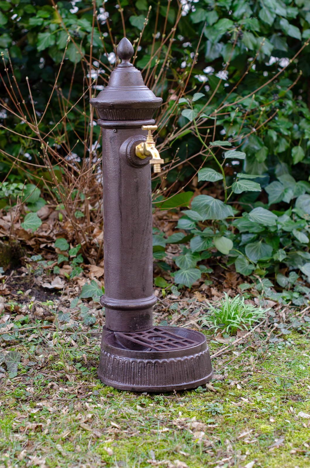 Stand fontana 73cm in ferro marrone giardino stile antico 