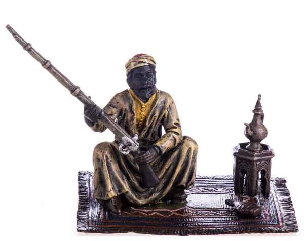 Bronzeskulptur Mann mit Flinte Orient Bronze Figur Statue Skulptur Antik-Stil