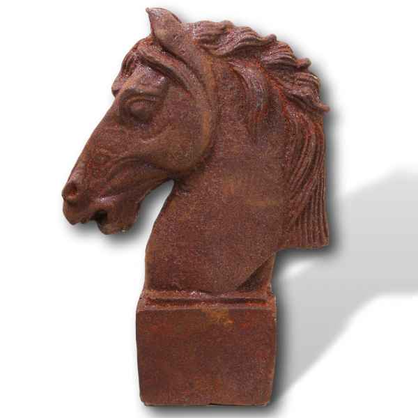 Skulptur Pferd Pferdekopf Statue Figur Eisen Rost Garten 27cm Antik-Stil