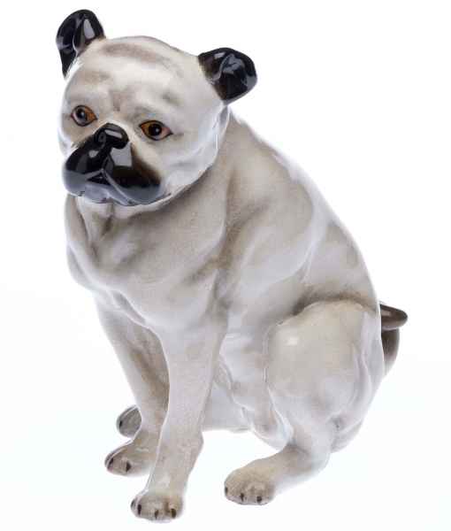 Porzellanfigur Mops Mopsfigur Porzellan Hundefigur Skulptur Hund Dekohund Antik 