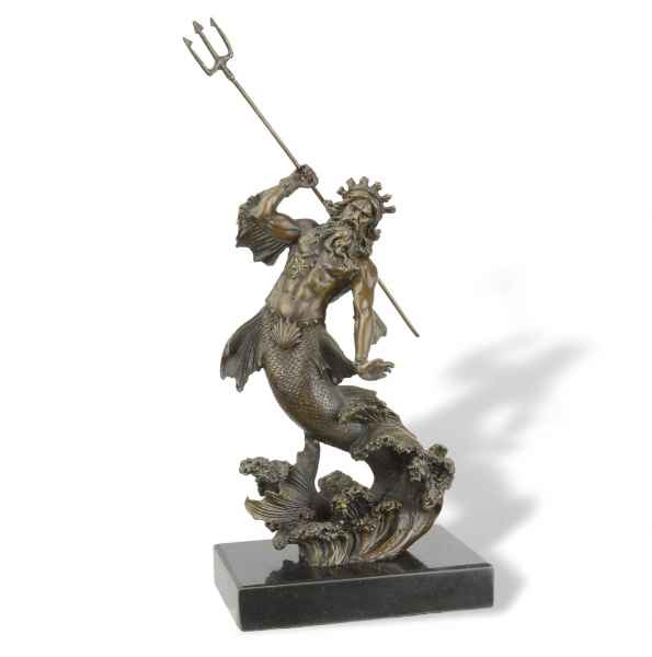 Bronzefigur Poseidon Gott des Meeres Mythologie Bronze Skulptur Antik-Stil 30cm