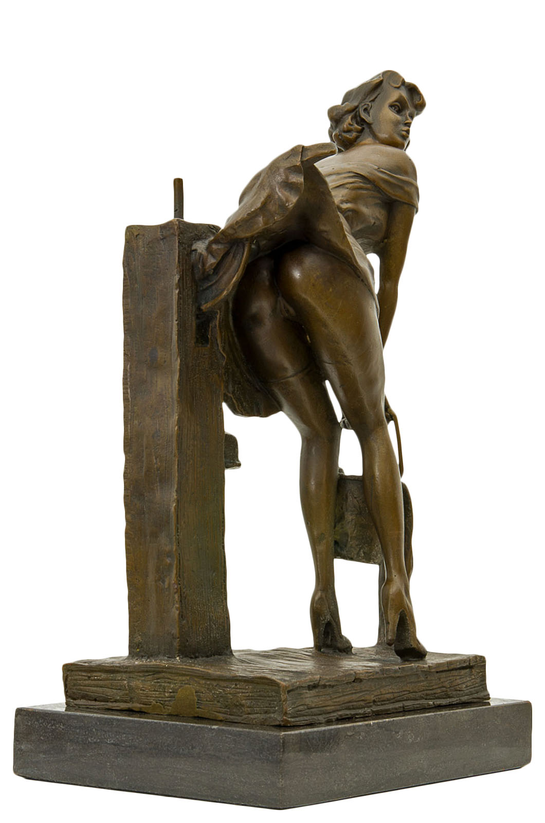 aubaho Statue Femme Eau puits de Bronze Sculpture Figurine 34cm