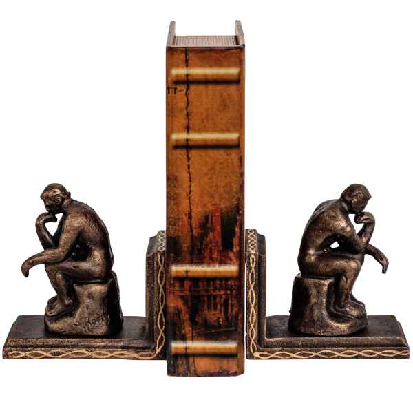 2 Buchstützen Buchständer der Denker nach Rodin Figur Skulptur Eisen Antik-Stil