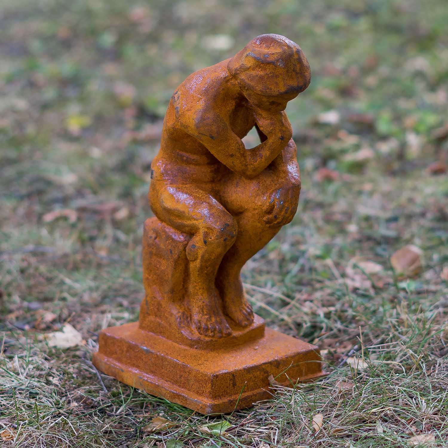 2 Reggilibro pensatore ferro figura scultura en stile antico 13cm replica copia 