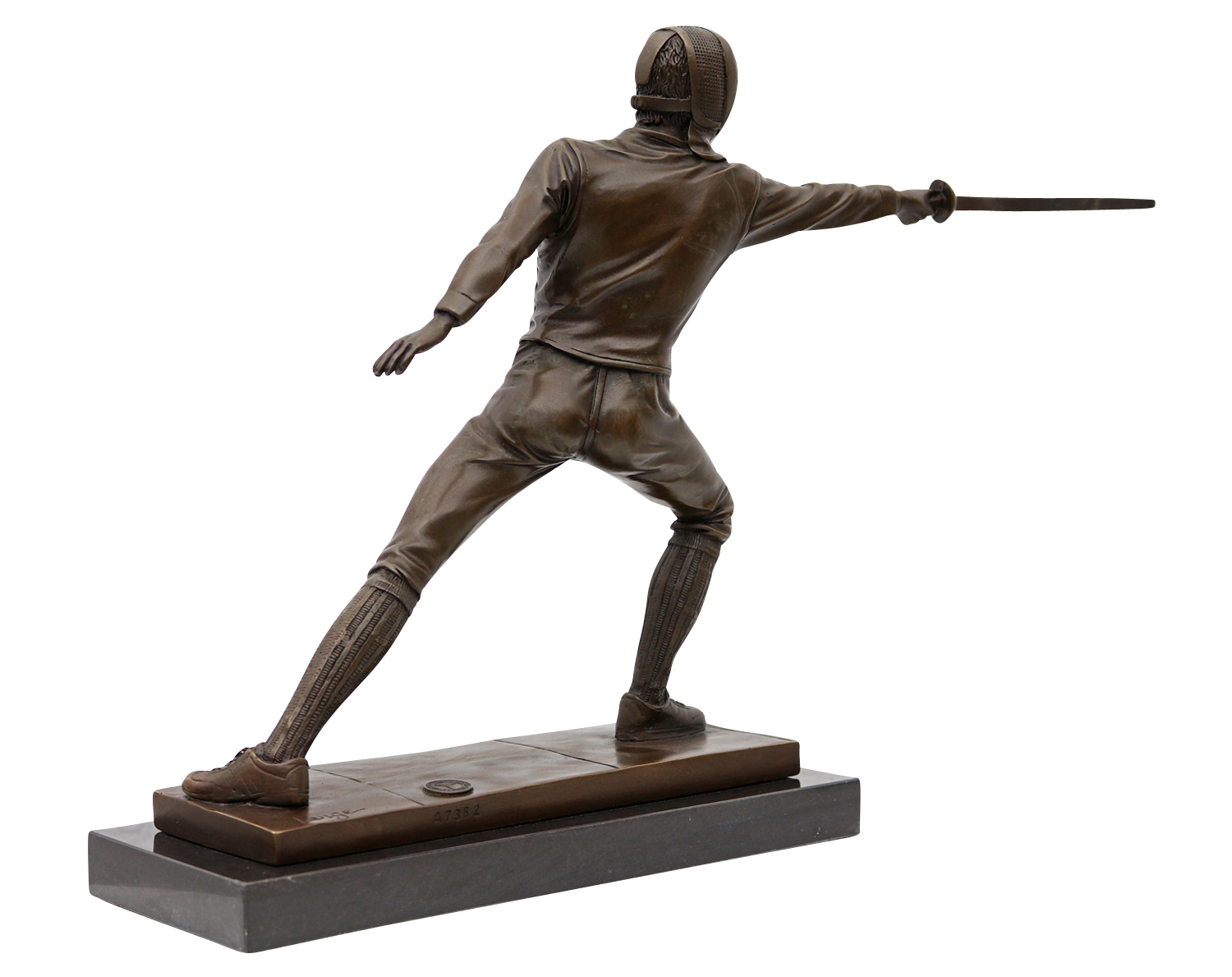 Fechter Bronze Statue Mann mit Degen in Fechtstellung bereit zum Kampf 