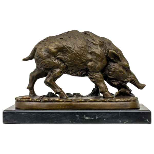 Bronzeskulptur Wildschwein im Antik-Stil Bronze Figur 22cm