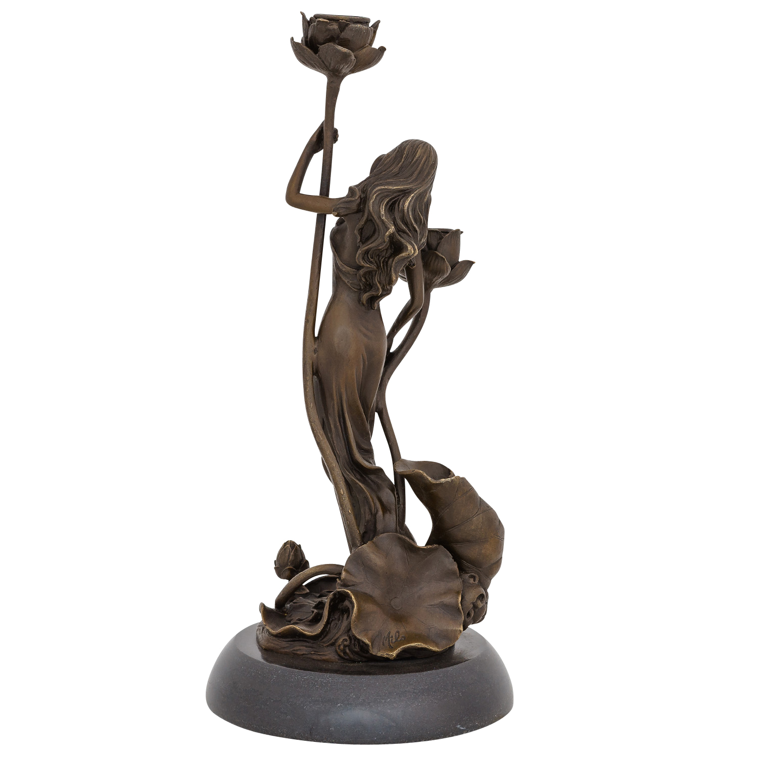 Kerzenständer Bronzeskulptur Frau Rose im Antik-Stil Bronze Figur Statue 35cm 