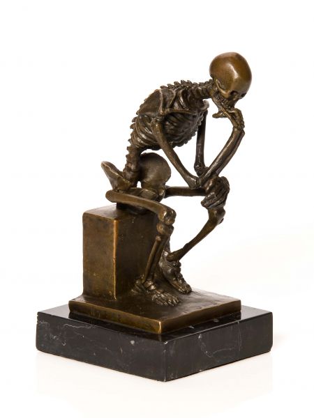 Bronze nach Rodin Skelett Gerippe Denker Bronzefigur Bronzeskulptur Anatomie