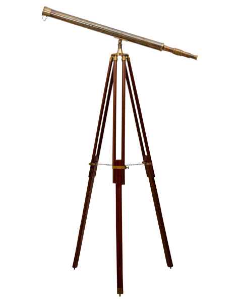 Teleskop Fernrohr Fernglas Messing brüniert mit Holz-Stativ 100cm Antik-Stil