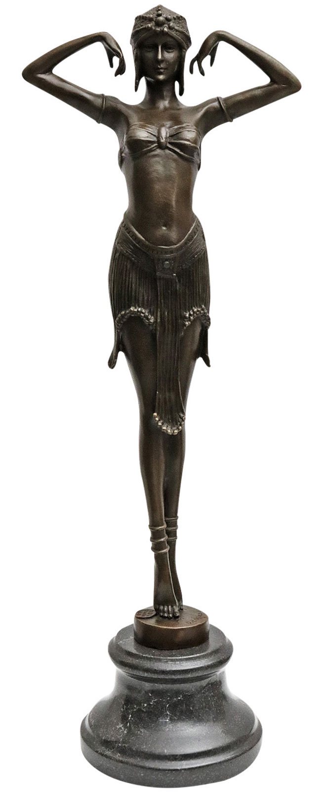 Bronzeskulptur Bronze Figur Scarab Tänzerin nach Chiparus Antik-Stil Replik 50cm 