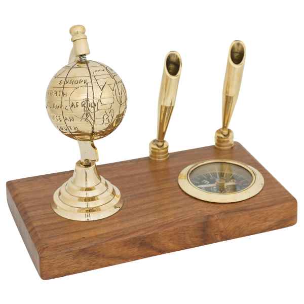 Stiftehalter Schreibtisch Kompass Globus Maritim Antik-Stil