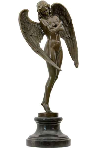 Bronzeskulptur geflügelte Nacht Engel im Antik-Stil Bronze Figur Statue 64cm
