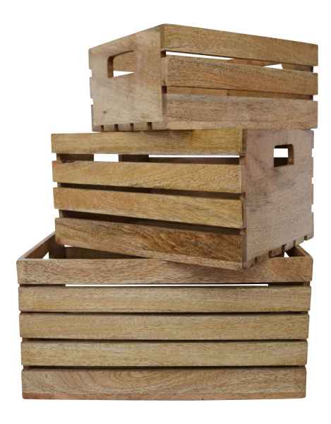 3x Holz Kiste Allzweckkiste Obstkiste Box Antik-Stil