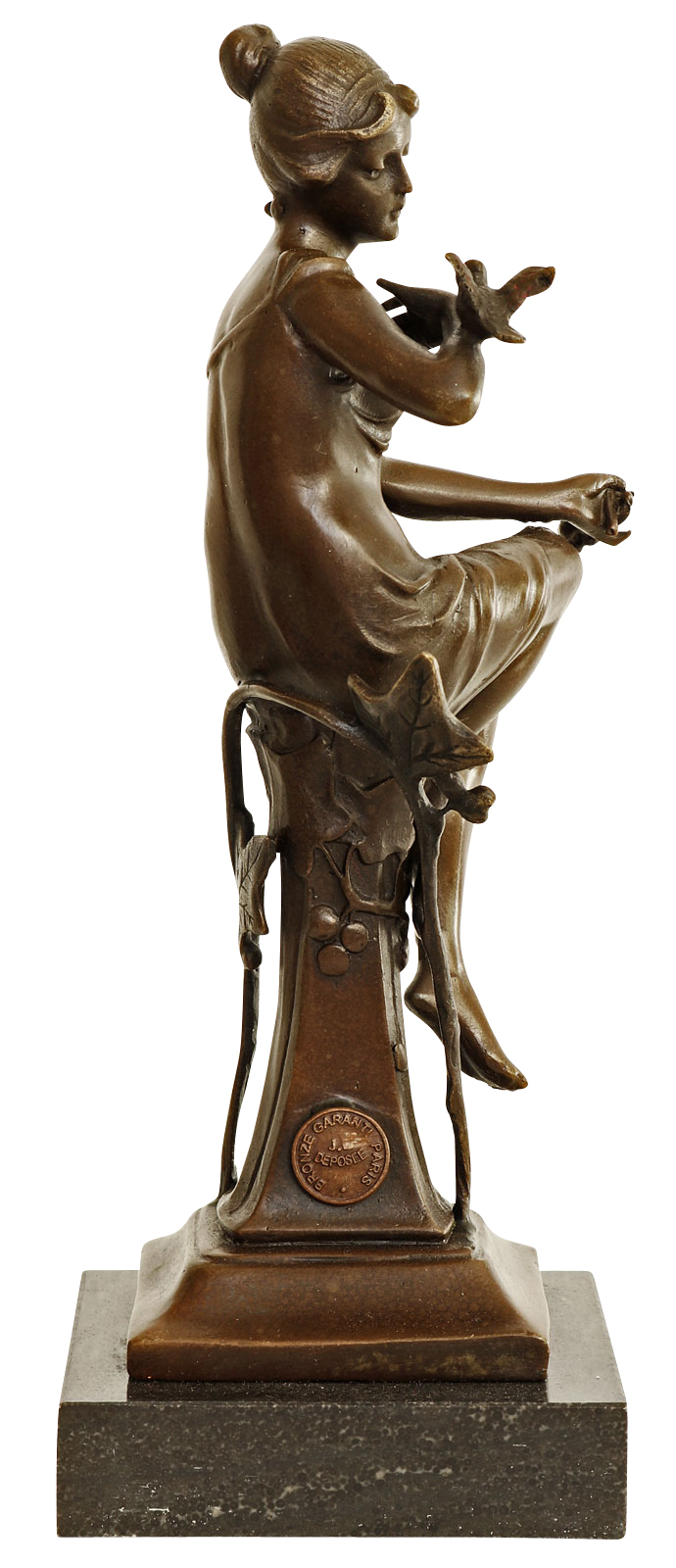 Bronzeskulptur Frau Vogel im Antik-Stil Bronze Figur Statue 23cm 