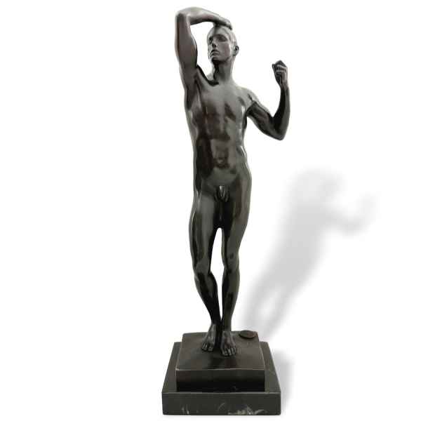Bronzeskulptur Kopie nach Rodin Adam Garten Eden Replik Bronzefigur Akt 32cm