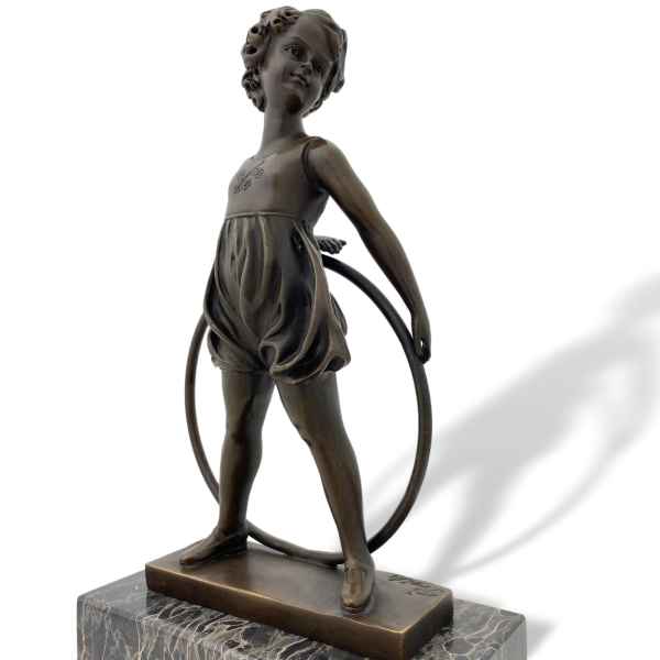 Bronze nach Ferdinand Preiss Mädchen Turnerin Skulptur Figur Art Deko antik Stil