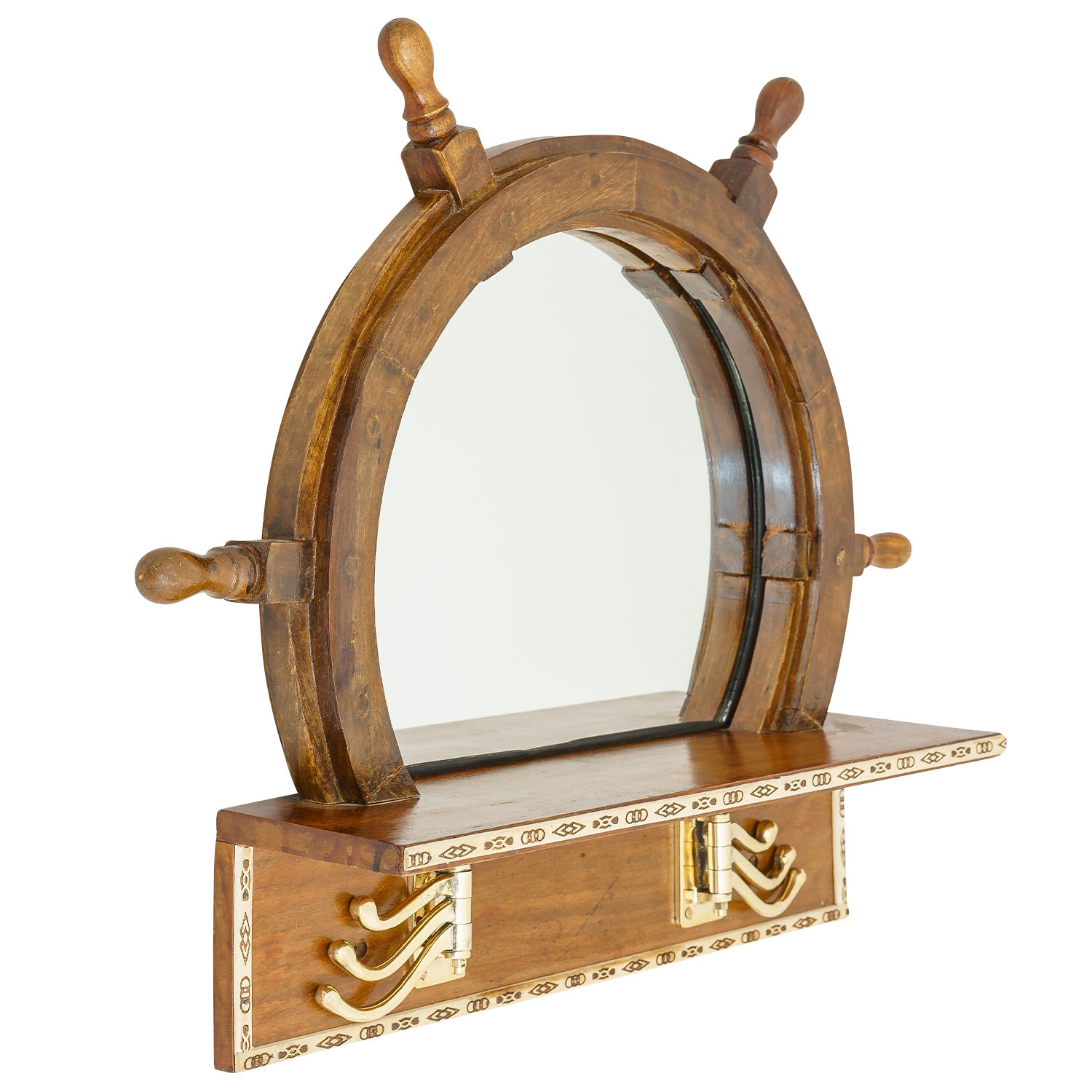 Coat Rack Dress Mirror Steering Wheel, Ship Steering Wheel Mirror