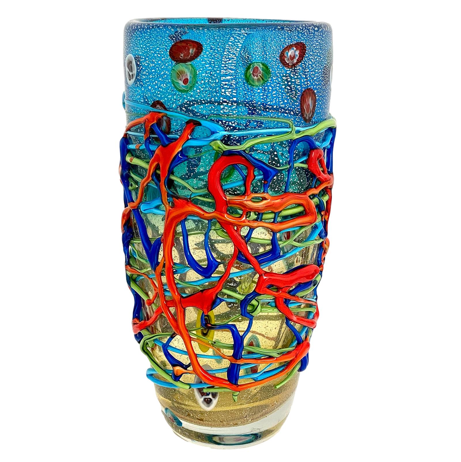 Glasvase Vase Glas im Murano Antik Stil 33cm 
