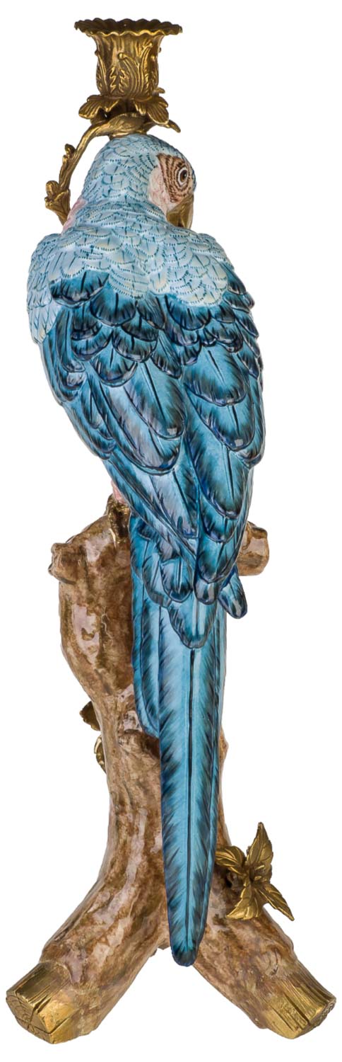 Kerzenhalter Kerzenständer Papagei Porzellan Skulptur Antik-Stil 46cm 