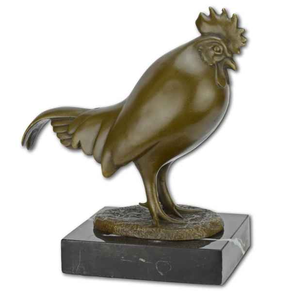 Bronzefigur Hahn Geflügel Vogel Bronze Figur Statue Skulptur 21cm Antik-Stil
