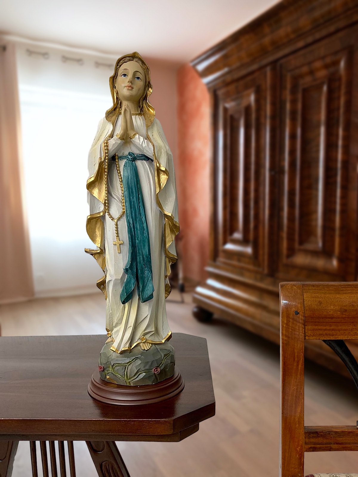 Skulptur Madonna Heiligenfigur Maria Figur Statue Kunststein 43cm Antik-Stil 