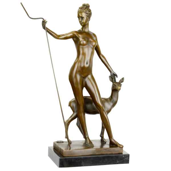 Bronzefigur Diana Göttin der Jagd Mythologie Bronze Skulptur Antik-Stil 33cm