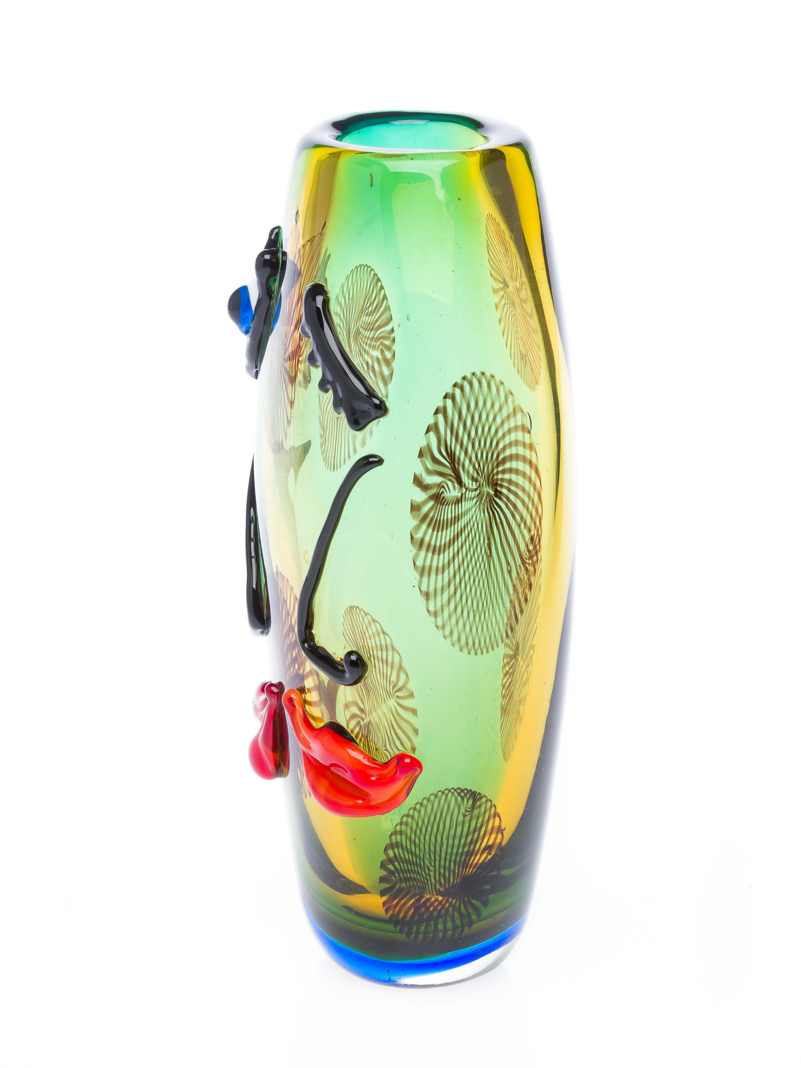 Glazen vaas bloemenvaas gezicht glas murano stijl antieke stijl 34cm 