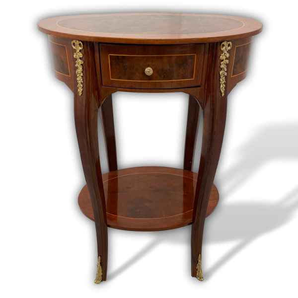 Tisch Beistelltisch Telefontisch mit Schublade Konsole Holz Messing Antik-Stil