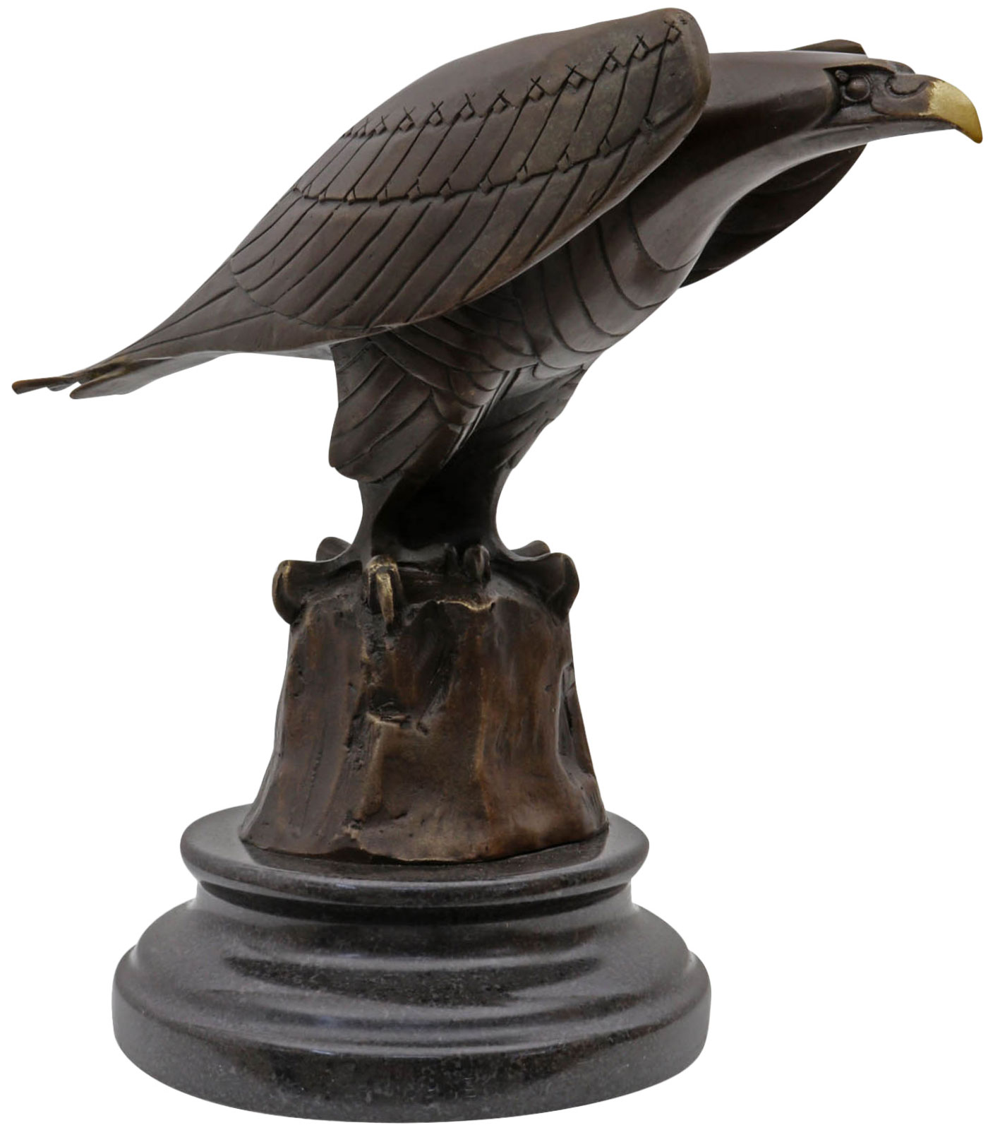 Bronzefigur Skulptur Kopfskulptur Statue Adler Kopf auf Marmorsockel 21,5 cm 