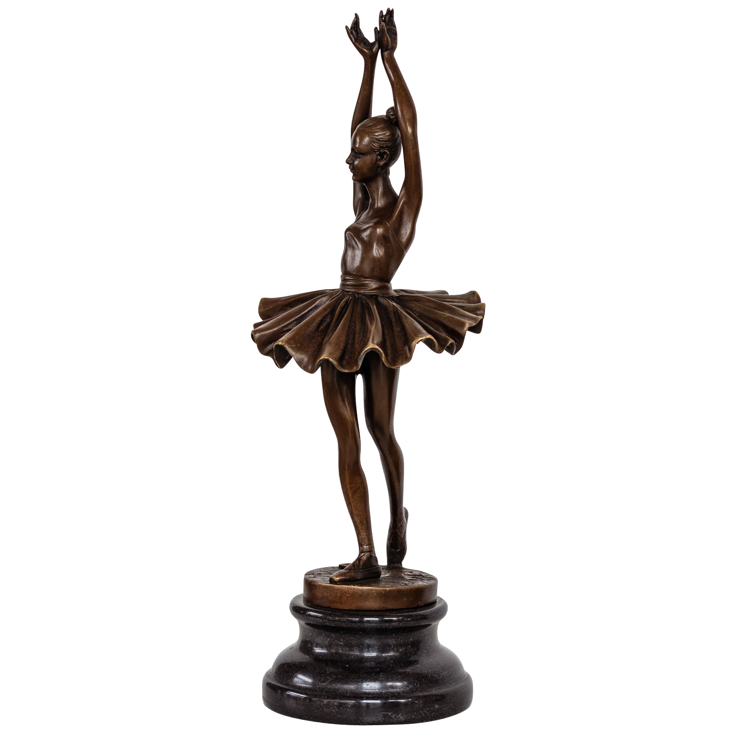 Ballerina Bronze Statue Balletttänzerin auf Spitze in Tutu Marmorsockel 
