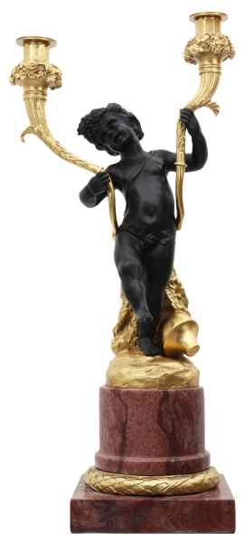 Kerzenständer Bronzeskulptur Mann im Antik-Stil Bronze Figur Statue - 48cm