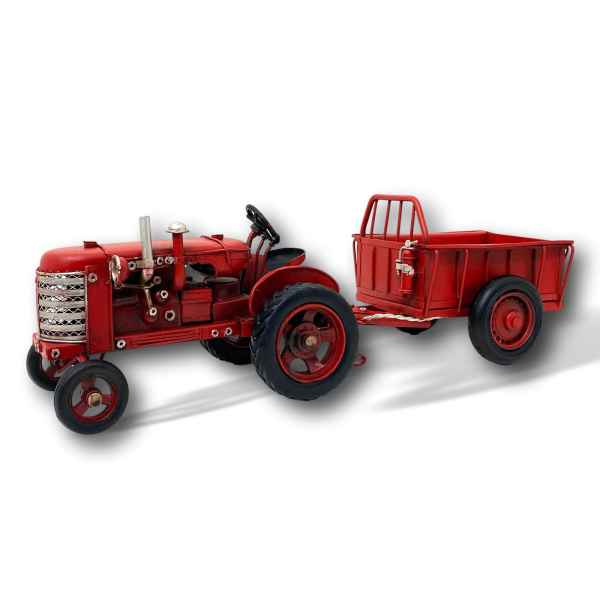Modelltraktor mit Anhänger Traktor Trekker Modell Auto Metall Antik-Stil 33cm