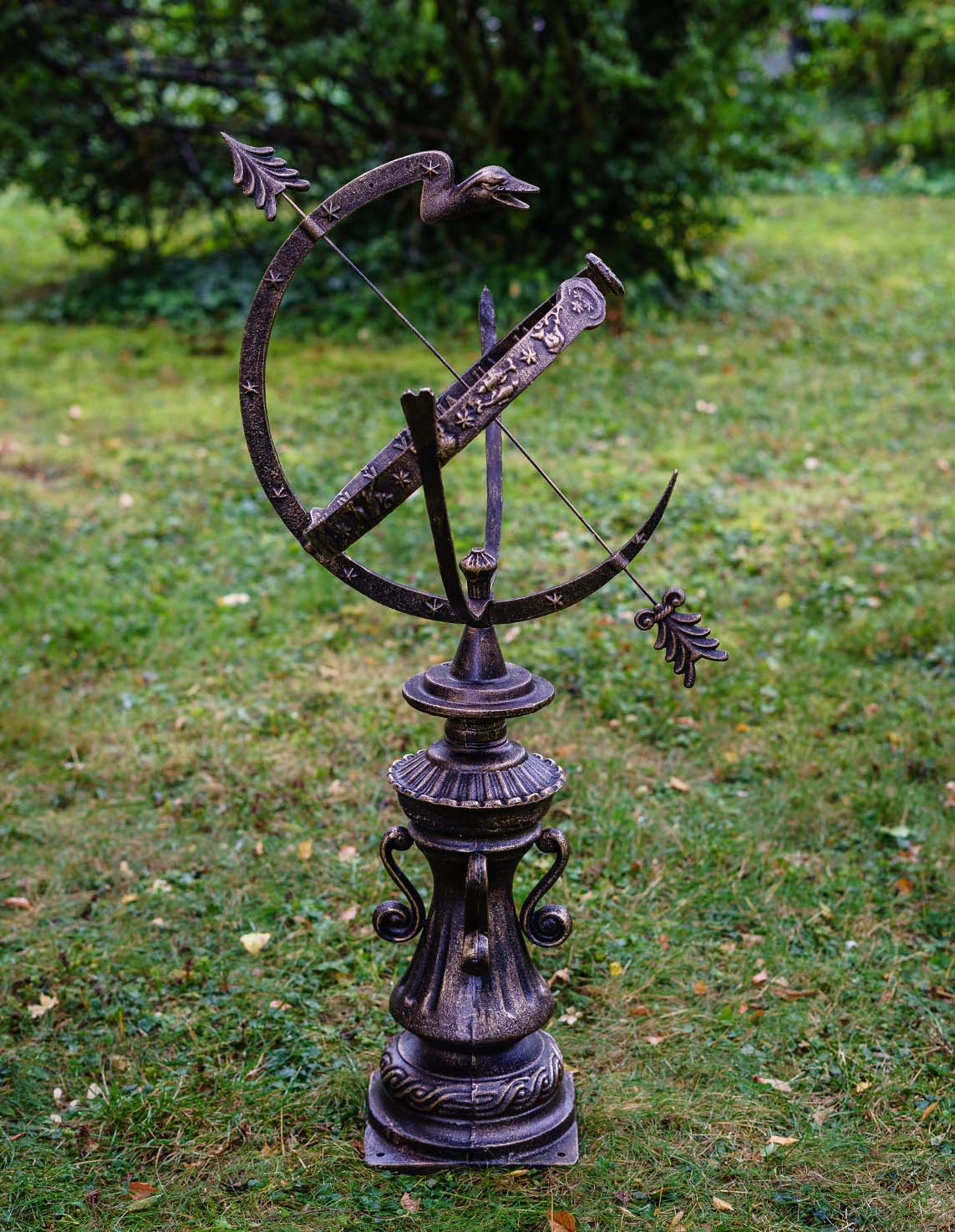 Sonnenuhr Garten Dekoration antik Stil Sternzeichen sundial H.120cm Gusseisen 