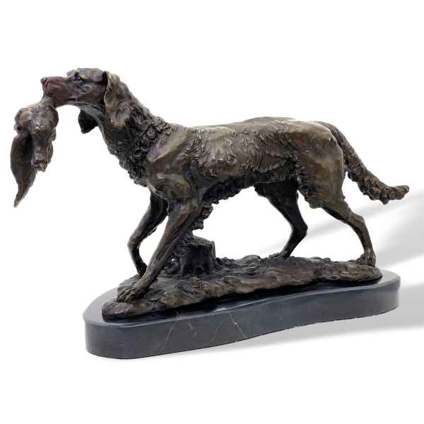 Bronzeskulptur Jagdhund Hund Antik-Stil Bronze Figur Statue nach Mene Kopie