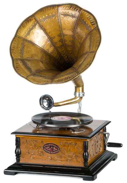 Nostalgie Grammophon Schellackplatte Gramophone Trichtergrammophon antik Stil