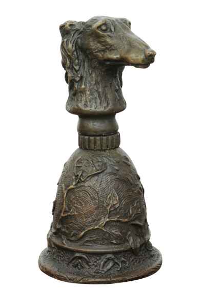Tischglocke Hund Barsoi Windhund Handglocke Glocke Antik-Stil Bronze Figur