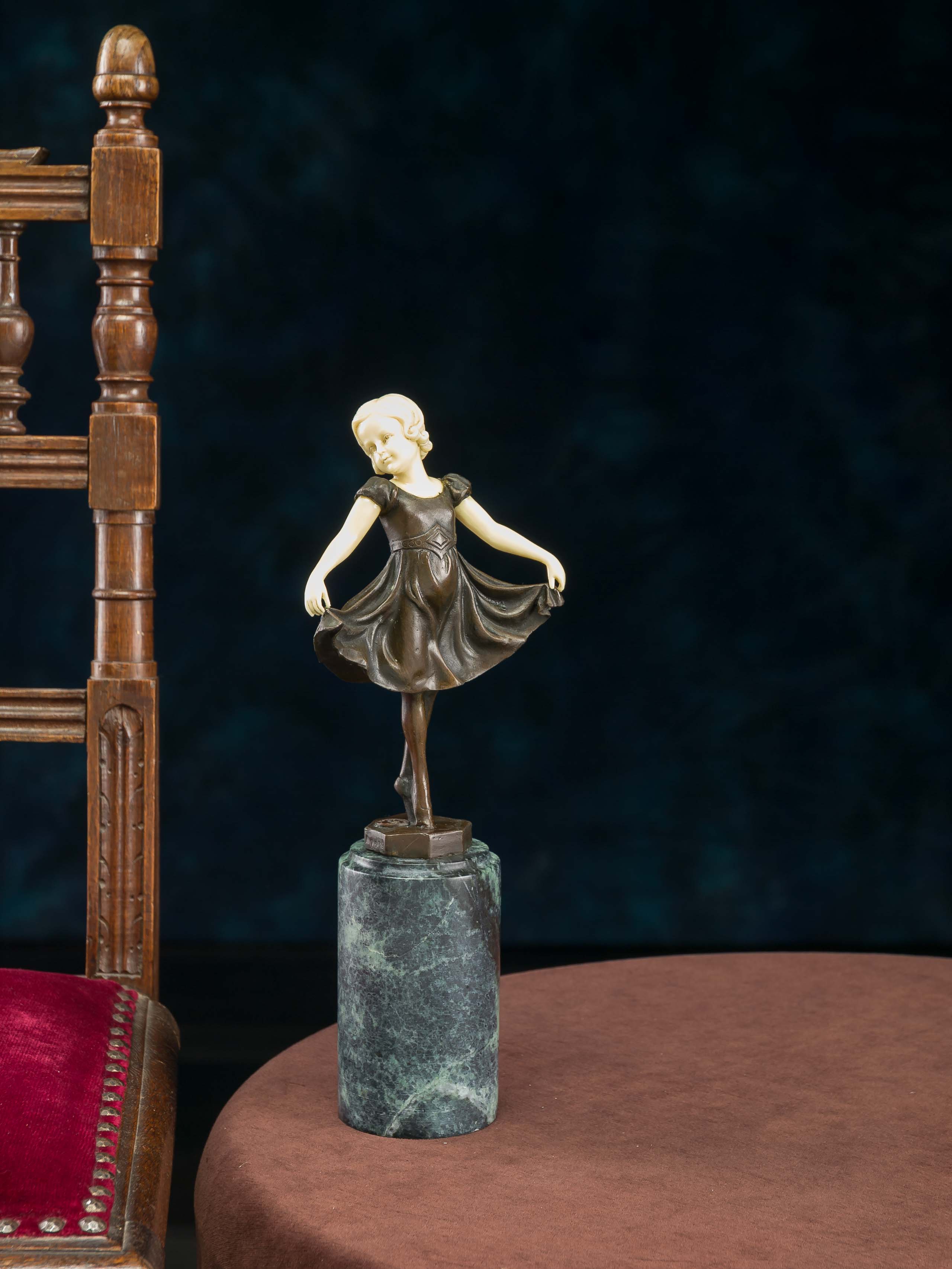 Bronze Skulptur nach Ferdinand Preiss Tänzerin Ballett sculpture art deco Style 