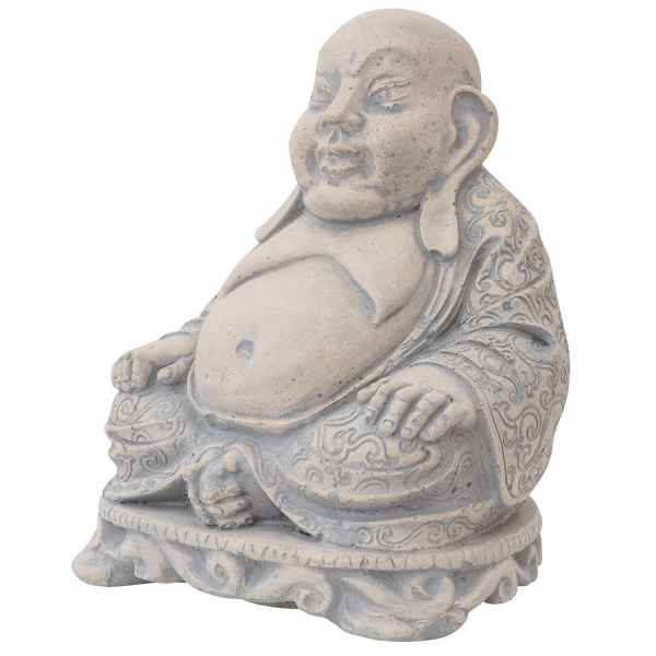 Skulptur lachender Buddha Glücksbuddha Figur Statue massiv Antik-Stil Deko Glück