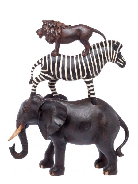Savannentiere Afrika Africa Elefant Zebra Löwe Figur Skulptur sculpture animal