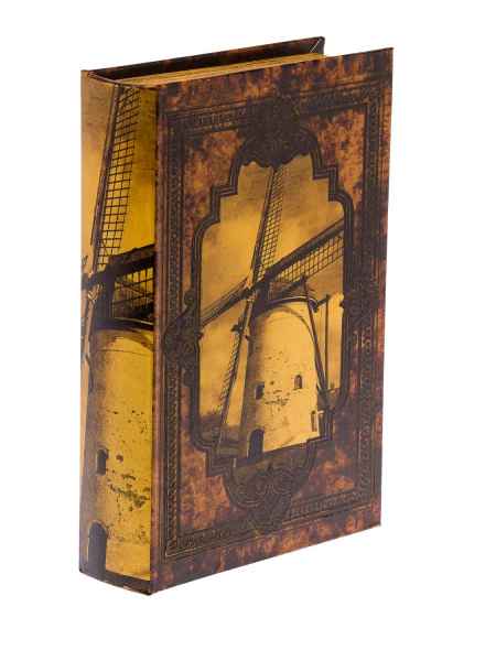 Schatulle Windmühle Holz Buchattrappe Box Kästchen Etui Buch antik Stil book XL