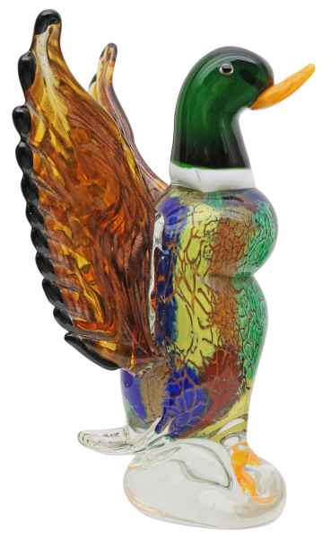 Glasfigur Figur Skulptur Ente Vogel Glas Glasskulptur Murano Antik-Stil - 32cm