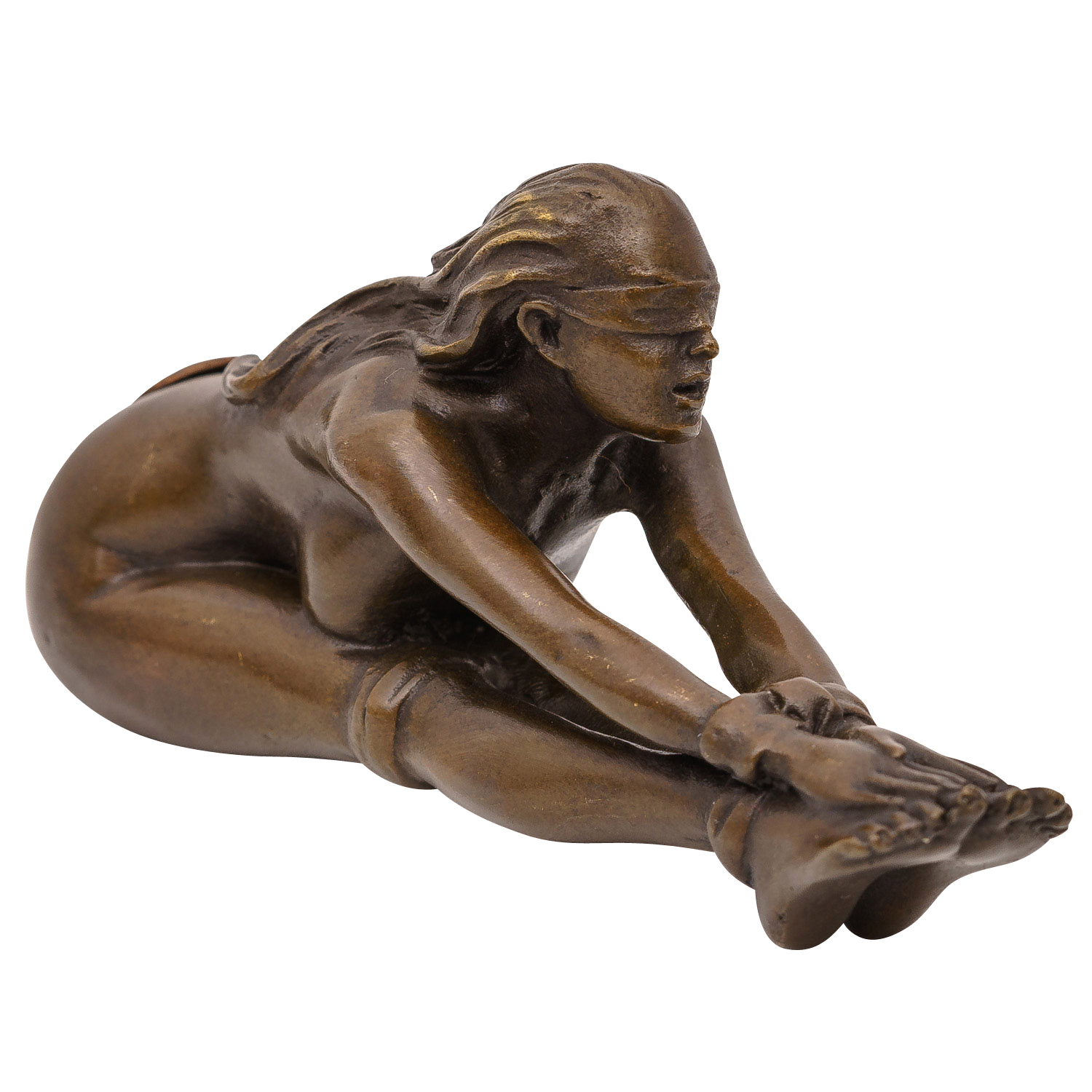 Bronzeskulptur Bronzefigur Statue modern Weiblicher Akt auf Sphynx 