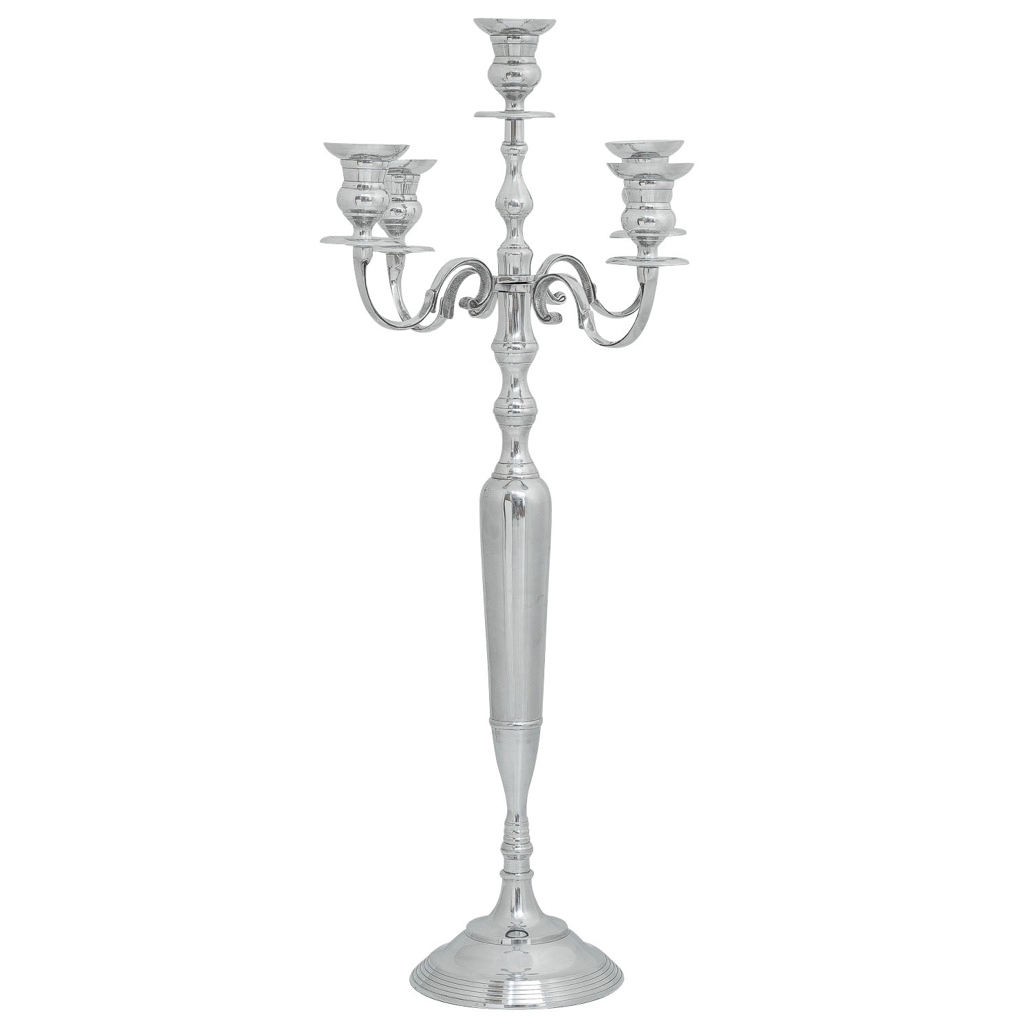 XL Kerzenhalter 102cm Kerzenständer 5-armig Kerzenleuchter Alu Silber  Antik-Stil | aubaho ®