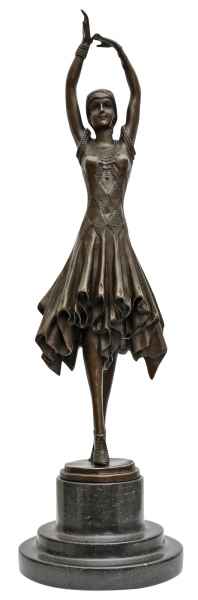Bronzeskulptur Bronze Figur Frau Kita nach Chiparus Skulptur Antik-Stil Replik