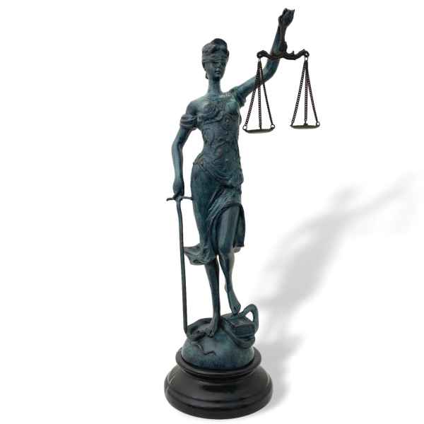 Bronzefigur Justitia Justizia mit Waage Bronze Skulptur Statue Antik-Stil 40cm